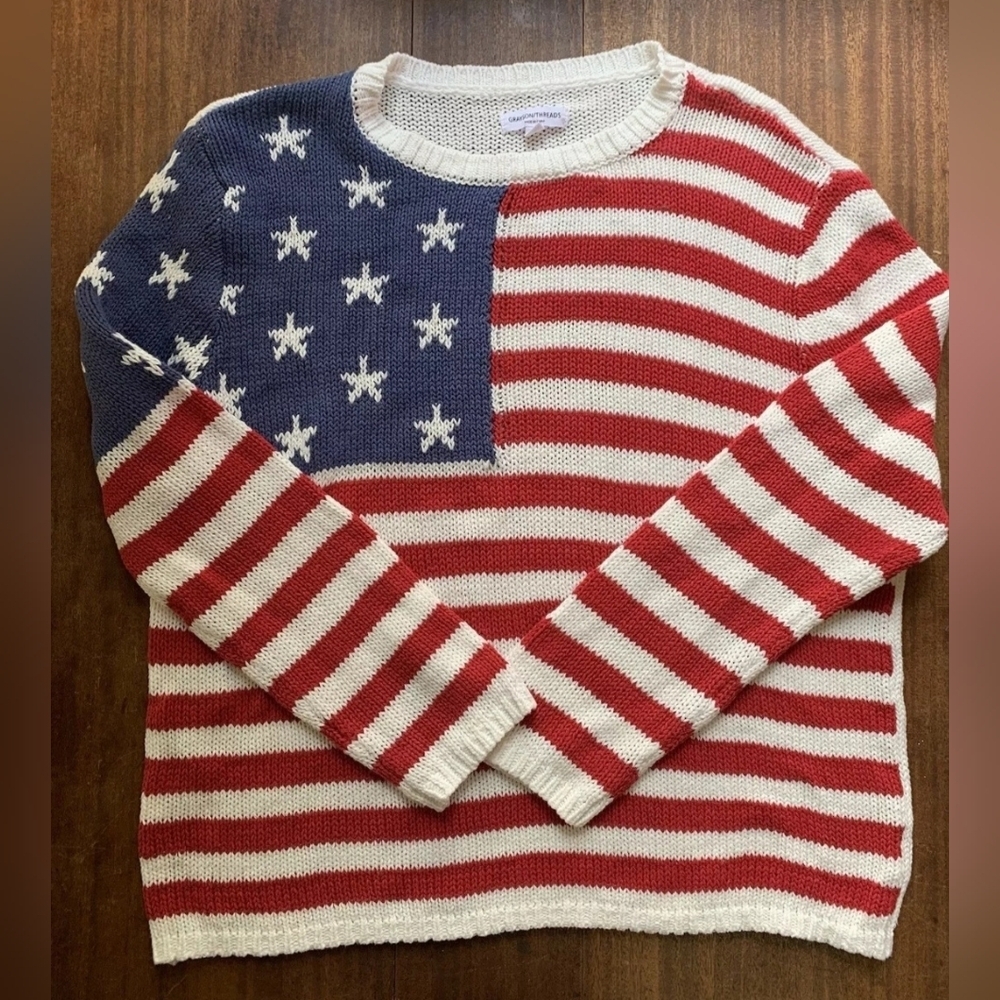 NWT | Grayson Threads | American Flag Knit Striped Sweater | Size: Medium - Picture 9 of 15